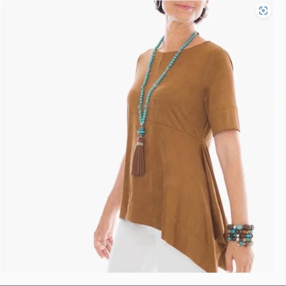 Chico’s Faux Suede Angled Top /Blouse - Picture 4 of 5